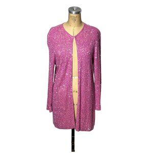 Vintage sequin pink cardigan tunic silk and cashmere by Worth Size M/L